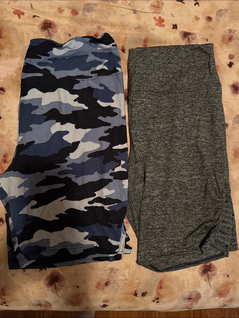 Camo Blue and Charcoal Athletic Legging-Shorts Duo Bundle - Size 3X